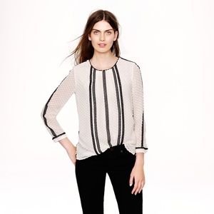 J. Crew Lace Trim Swiss Dot Ivory Black Size 2